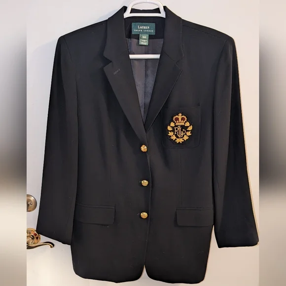 Lauren Ralph Lauren Navy Blazer Royal Crest Blazer Sz 16 - Picture 12 of 12